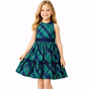 Janie and Jack  Girl's Bow-Accented Plaid Dress size 8